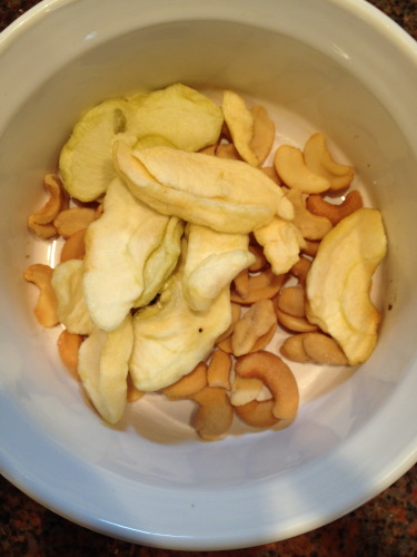 dried apples and cashews..yum!